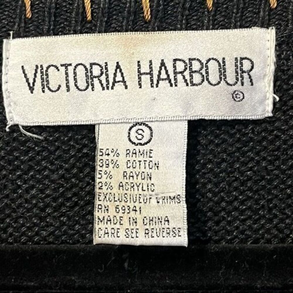 Vintage VICTORIA HARBOUR Safari Cardigan Sweater Animal Print Black Womens Small - Picture 6 of 12
